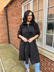 Black Drawstring Pocket Jacket