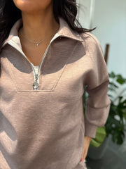 Mocha Half Zip Sweatshirt Alice