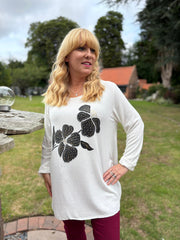 Winter White Embellished Flower Top Selina
