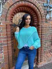 Aqua Knitted Wrap Jumper Nell