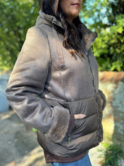 Mocha Premium Faux Leather Puffer Coat Olympia