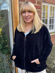 Black Chenille Zip Hoodie Mia