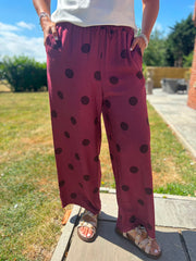 Wine Polka Dot Trousers Michaela