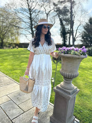 White Boho Tiered Maxi Dress Rosalie