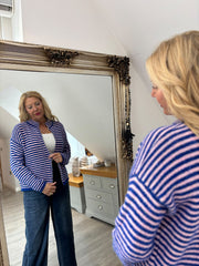 Royal Blue Striped Zip Knit April