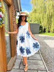 Navy Floral Print Dress Yvonne