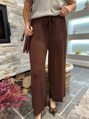 Chocolate Diamante Wide Leg Trousers Trisha
