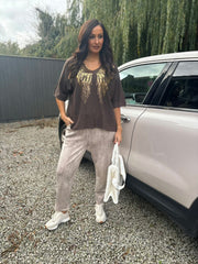 Chocolate Gold Angel Wings Knit Florence