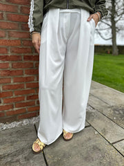 White Tailored Wide Leg Pleat Trousers