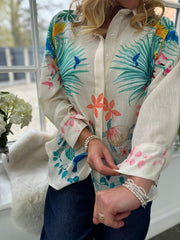 Cream Tropical Print Shirt Aubree