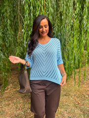Blue Chevron Knit Anabelle