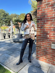 Stone Double-Breasted Short Coat