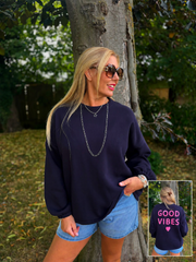 Navy Premium Good Vibes Sweatshirt Alya