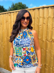 Mediterranean Halter Neck Top Jessie