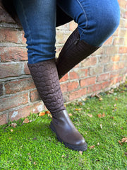 Chocolate Quilted Knee High Boots