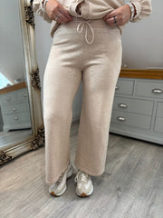 Light Camel Drawstring Short Knitted Trousers Georgina