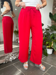 Red Wide Leg Pocket Trousers Claudia