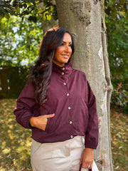 Wine High Neck Jacket Mila