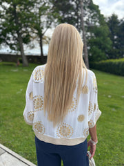 White Gold Trim Medallion Jacket Beatrice