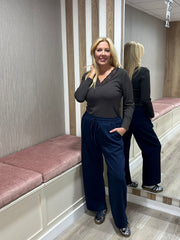 Navy Wide Leg Jogger Alice