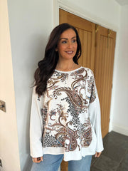 White Paisley Sequin Top Gemma