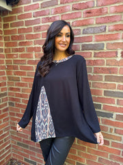 Black Patterned Knit Top Danielle