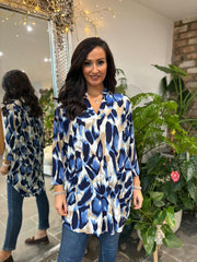 Blue Large Brushed Leopard Tunic Gloria