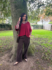 Wine V-Neck Reverse Seam Knit Diana