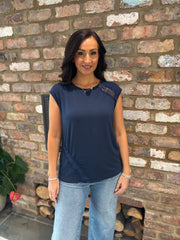 Navy Lace Detail Top Amanda