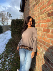 Mocha Leopard Hem Knit Bianca