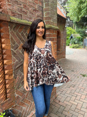 Chocolate Elegant Floral Vest Isabella