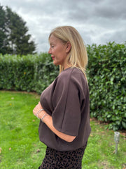 Chocolate Drawstring Hem Top Judy