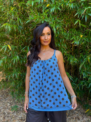 Denim Polka Dot Braid Strap Vest Freya