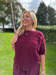 Wine Short Sleeve Chevron Knit Kenna