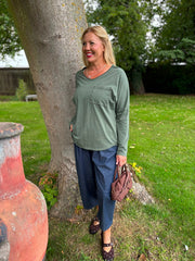 Khaki Stud Pocket Top Serena