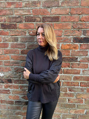 Black Quilted Roll Neck Knit Amy