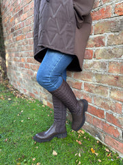 Chocolate Quilted Knee High Boots