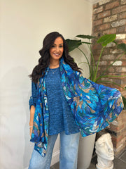 Blue Marl Two Piece Scarf Knit Danni