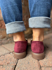 Wine Faux Suede Chain Loafer