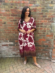 Wine Ombre Floral Dress Stephanie