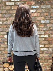 Grey Contrast Trim Shimmer Cardi Ophelia