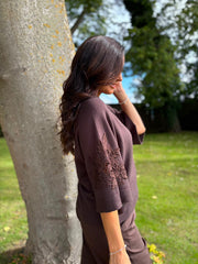 Chocolate Floral Lace Knit Joanne