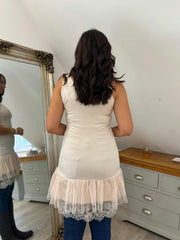 Stone Lace Mesh Hem Slip Rhianna