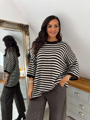 Chocolate Drop Shoulder Stripe Knit Dove