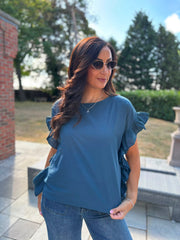 Navy Ruffle Top Maisie