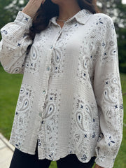 Stone Paisley Bubble Cotton Shirt Alina