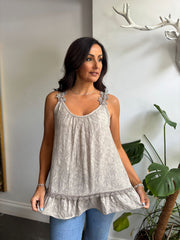 Mocha Floral Strap Vest Top Lexa