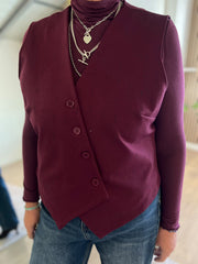 Wine Diamante Waistcoat Jude