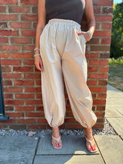 Stone Pull on Cuffed Trousers Raven