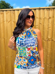 Mediterranean Halter Neck Top Jessie
